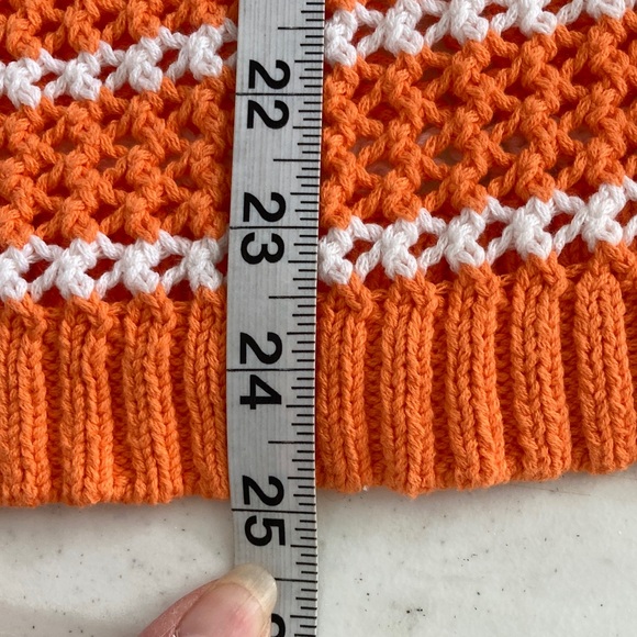 Talbots V-Neck Sweater in Orange & White Stripes - Picture 5 of 5